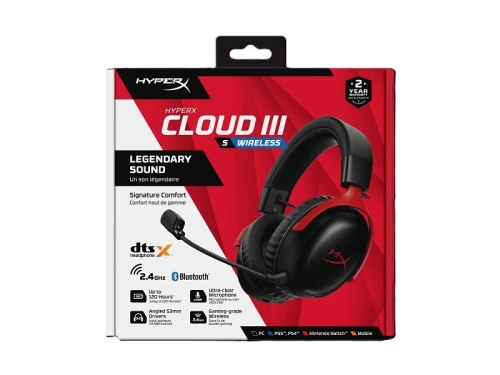 HYPERX CLOUD III S WIRELESS - CASQUE GAMING SANS FIL 2.4GH - SON SPATIAL - MICRO NC - CONFORT-BLACK
