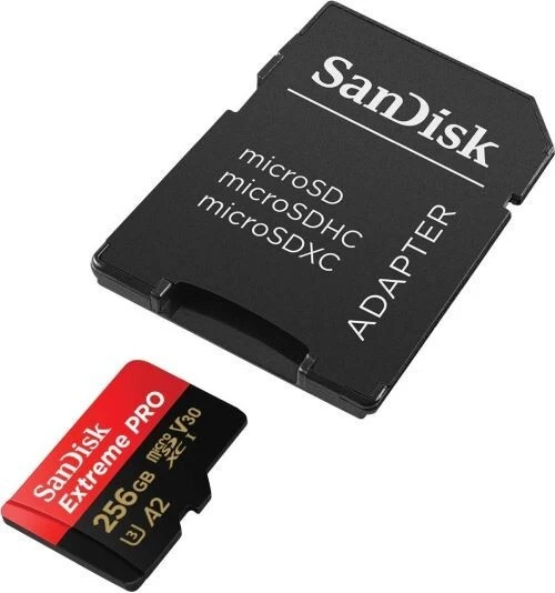 SANDISK EXTREME PRO 256GB - CARTE MÉMOIRE MSDXC UHS-I - JUSQU'À 200 MO/S - UHD 4K - AVEC ADAPTER