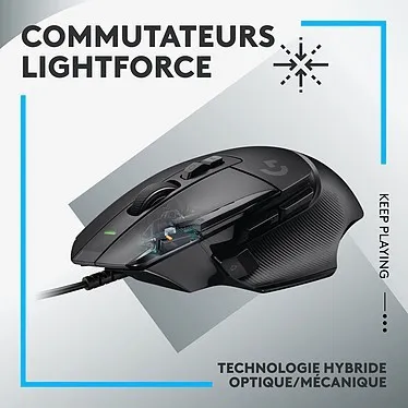 LOGITECH G502X  SOURIS FILAIRE POUR GAMER - DROITIER - CAPTEUR OPTIQUE 25000 DPI - NOIR