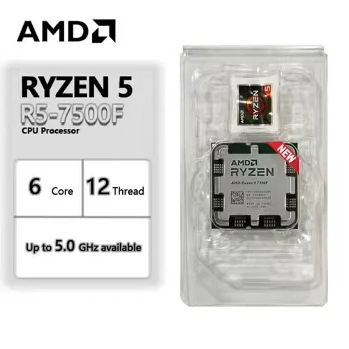 PROCESSEUR AMD RYZEN 5 7500F - SOCKET AM5 - 6-CORE - 12-THREADS - 5.2GHZ - APK TRY AVEC VENTILO