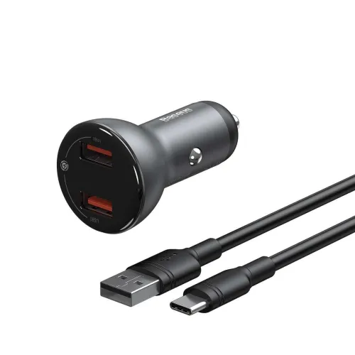 Baseus Digital Display Dual Mini Chargeur de Voiture U+U 45W Câble de charge rapide 