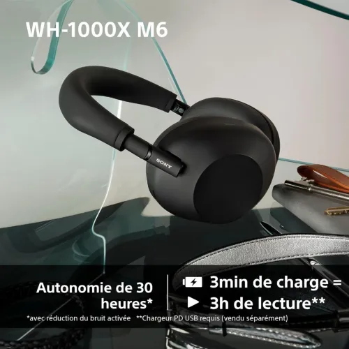 SONY WH-1000XM6 Casque sans-Fil Bluetooth à réduction de Bruit, Son Hi-Res Unique, 30h Autonomie