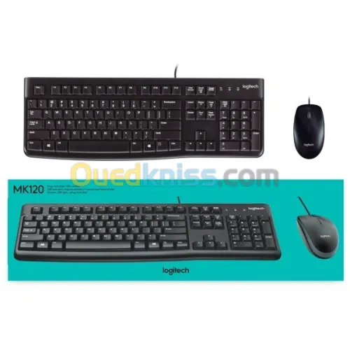 LOGITECH MK120 - COMBO CLAVIER + SOURIS FILAIRE USB, CONFORTABLE, RÉSISTANT, PLUG & PLAY - BLACK 