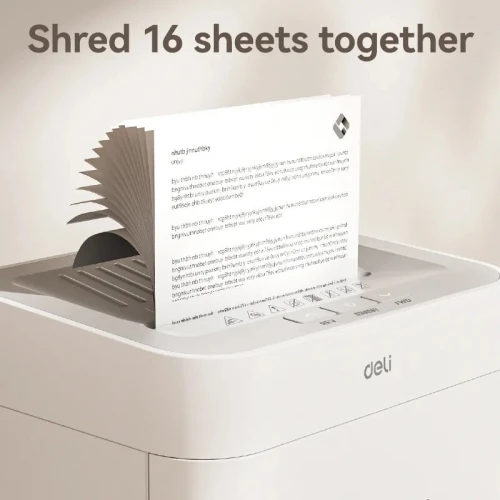 DESTRUCTEUR DOCUMENTS DELI ET048 - 23 LITRES - COUPE CROISÉE - MANUEL & AUTO - 16 SHEETS - WHITE