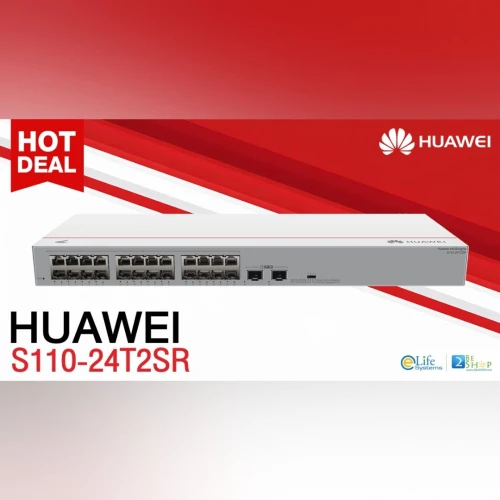 HUAWEI S110-24T2SR - SWITCH 24 PORTS - POE GIGABIT ETHERNET - (24 POE - 124 WAT) + 2 PORTS SFP -PME