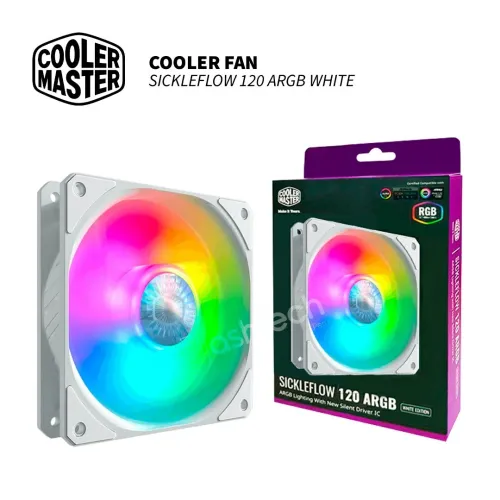 COOLER MASTER SICKEFLOW 120 ARGB - VENTILATEURS DE BOÎTIER 120 mm ARGB - 4 PINS 12 V -62 CFM - WHITE