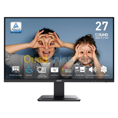 ECRAN MSI PRO MP273U - 27" LED - 4K UHD - DALL IPS - 1MS -HDMI - ADAPTIVE-SYNC - HAUT-PARLEURS -NOIR