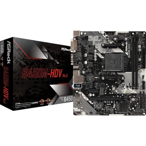 ASROCK B450M-HDV R4.0 - CARTE MÈRE MICRO-ATX - AMD SOCKET AM4 - 2XDDR4 - DUAL CHANNEL - BLACK 