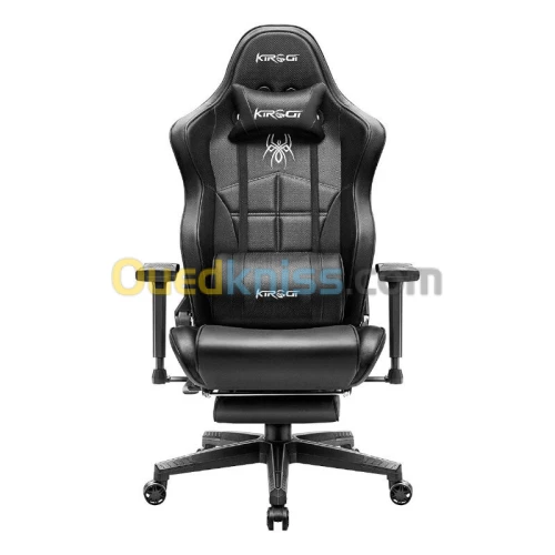 KIROGI SIÉGE GAMING 2076 XL - ACCOUDOIR 5D -  REPOSE-PIEDS - ROTATION À 360 - ERGONOMIQUE - NOIR 