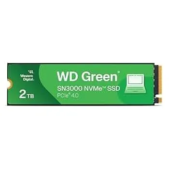 WD GREEN SN3000 2TB - DISQUE DUR SSD M.2 NVMe - PCIe 4.0 Gen4 - 5000 MO/S - NOIR - PC - LAPTOP