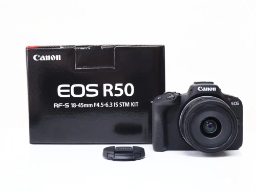 CANON EOS R50 - APPAREIL PHOTO HYBRIDE 4K + OBJECTIF RF-S 18-45MM STM - 24,2 MLPXL - WI-FI - LCD - BALCK