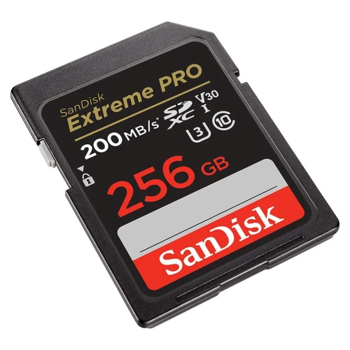 SANDISK EXTREME PRO 256GB - CARTE SDXC UHS-I - 200MO/S LECTURE - VIDEO 4K UHD - BLACK