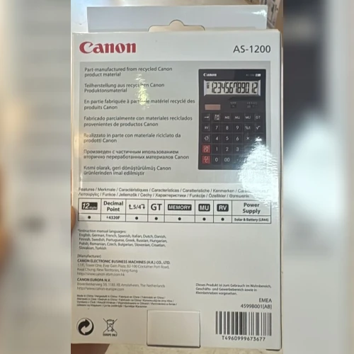 CALCULATRICE CANON AS-1200 - 12 CHIFFRES - DOUBLE ALIMENTATION - SOLAIRE - AFFICHAGE LCD - ORIGINAL