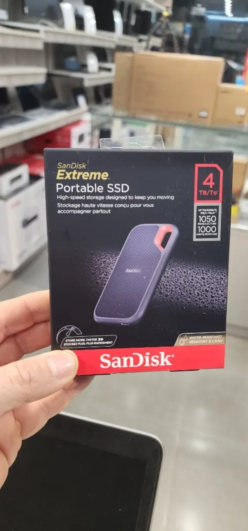 SANDISK EXTREME PORTABLE 4TO SSD - DISQUE DURE EXTERNE - TYPE-C USB 3.2 - LECTURE JUSQU'À 1050 MO/S