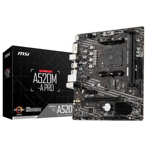 MSI A520M-A PRO - CARTE MÈRE MICRO ATX-  SOCKET AM4 AMD A520 - DDR4 - M.2 NVME - USB 3.0 - PCIE 3.0 - BLACK