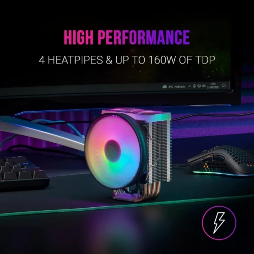 VENTILATEUR  MARS GAMING MCPU44 DUAL ARGB - TDP 160W - ULTRA SILENCIEUX - MULTISOCKET - NOIR