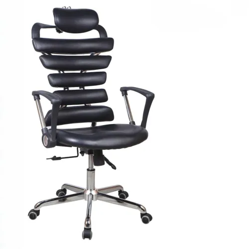 CHAISE OPÉRATEUR 295 - ERGONOMIQUE - DOSSIER SEGMENTÉ - APPUI-TÊTE RÉGLABLE- BASE CHROMÉE - NOIR