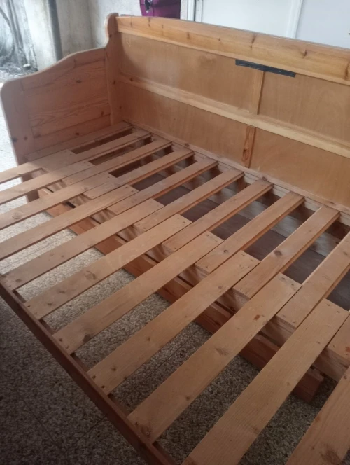 Vends comptoir et banquette convertible lit 2 places bois scandinave 