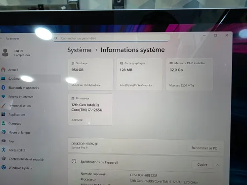 MICROSOFT SURFACE PRO 9 CORE I7 32G 1000GB NVME