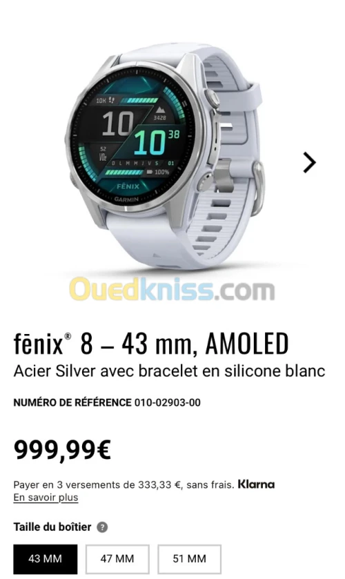 Garmin fenix 8 amoled saphir 43 mm