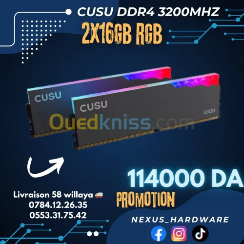 KIT RAM 32GB(16gb*2) RGB 3200mhz CUSU