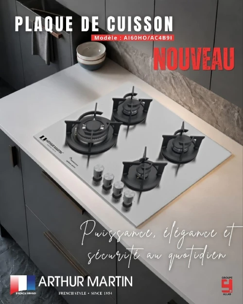 Table de cuisson Arthur Martin 60 4 feux 09 niveau de flamme