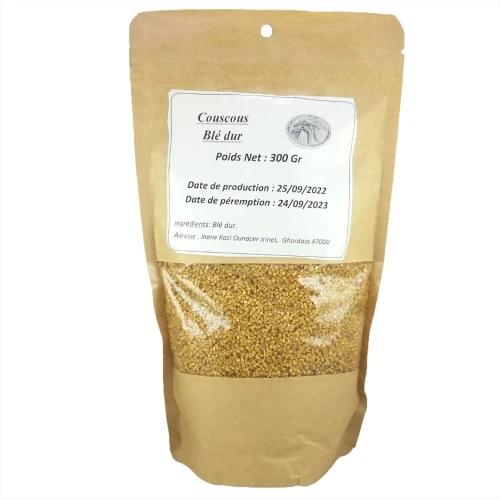 Couscous Blé dur fait maison 100% naturelle 300 Gr 