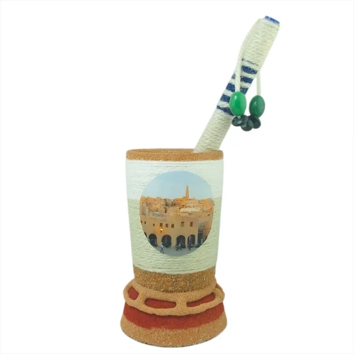 Porte-Stylo Artisanal en Argile de Ghardaïa - Savoir-faire Ancestral pour un Bureau Inspirant
