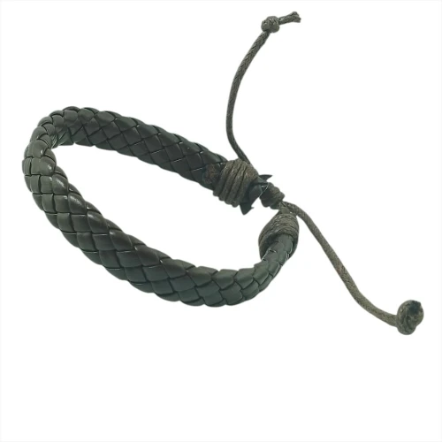 Bracelet en Cuir Artisanal - Fait Main, Motifs Berbères Authentiques, Cuir Naturel Tanné au Plantes