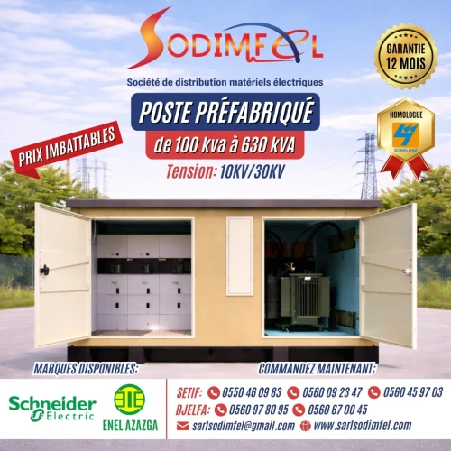 POSTE PRÉFABRIQUÉ 100 KVA A 630 KVA / 10KV - 30KV