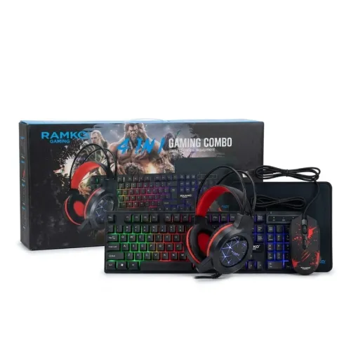 Combo Ramko gaming AM01 4 en 1 ( Clavier + souris + casque + tapis )