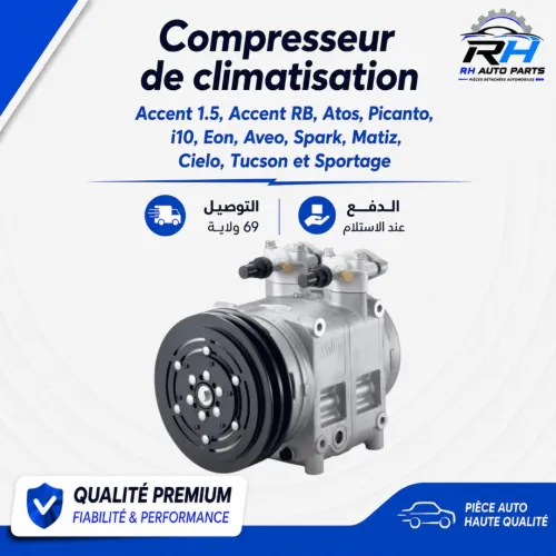 Compresseur de climatisation Accent 1.5, Accent RB, Atos, Picanto, i10, Eon, Aveo, Spark, Matiz, Cielo, Tucson et Sportage