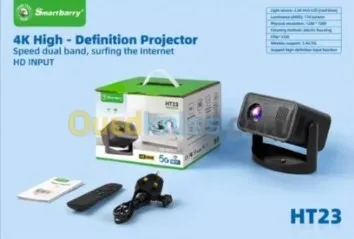 Mini Datashow Projecteur 4K 650 ANSI Android 11 WiFi 6 Bleutooth Autofocus ضمان 06 أشهر