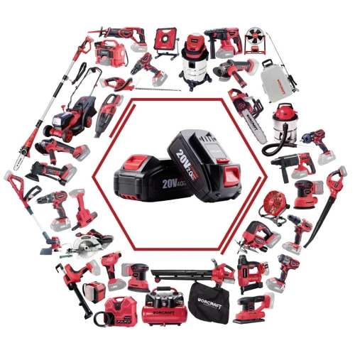Marteau perforateur sans fil 3,0J 24mm 2 Batterie 20V 4.0Ah et chargeur avec valise WORCRAFT