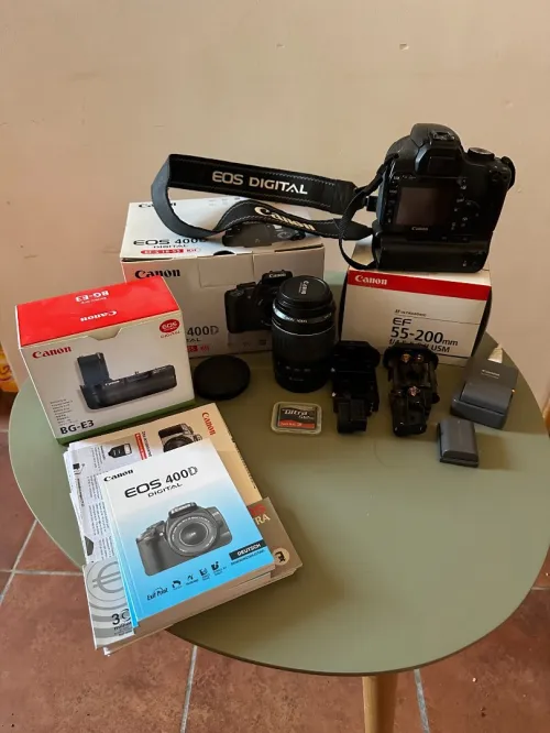Canon EOS 400 D grip battery, 2 objectifs