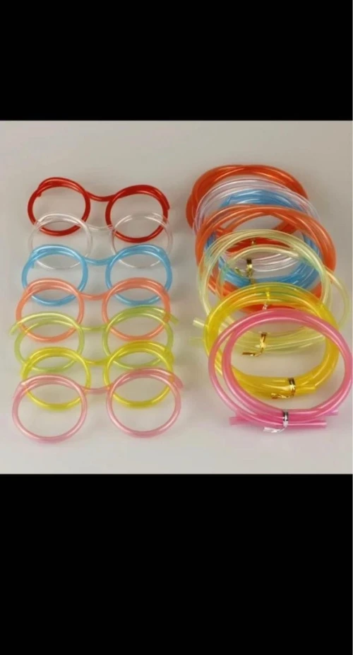 Lunettes de paille en souple pour enfants, pailles flexibles drôles,de fête pour, fournitures de bar