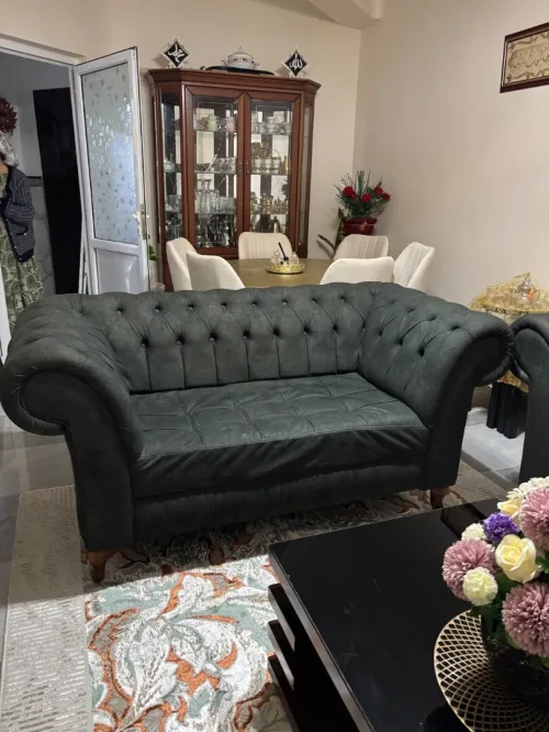 Salon Chesterfield vert bouteille