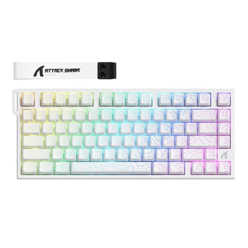 CLAVIER GAMING ATTACK SHARK R82 HE WHITE CONTOUR LINE MECANIQUE MAGNETIQUE