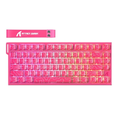 CLAVIER GAMING ATTACK SHARK R82 HE PINK CONTOUR LINE MECANIQUE MAGNETIQUE