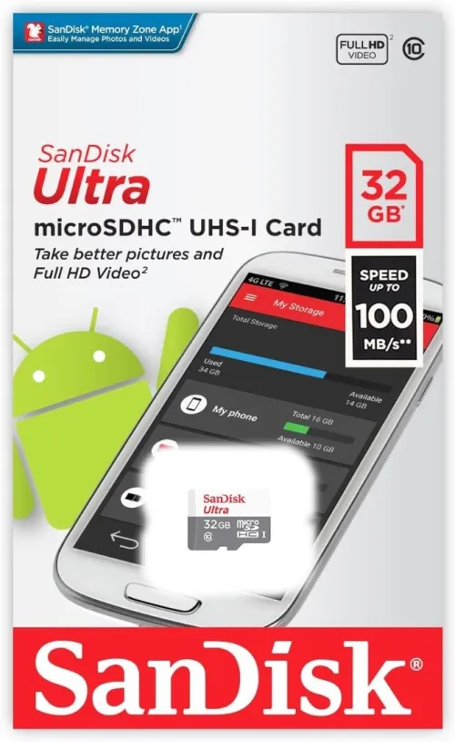 CARTE MEMOIRE MICRO SD SANDISK ULTRA 32GB 100MB/S