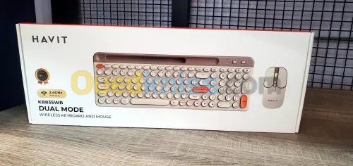 COMBO CLAVIER SOURIS HAVIT KB835W 2.4GHZ + BLUETOOTH + RECHARCHABLE
