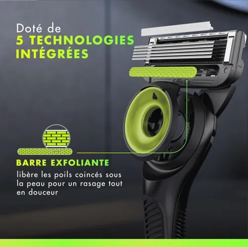 Gillette Labs Rasoir Pour Homme, 5 Lames,  Edition Neon Night - Avec Barre Exfoliante, Produit d'Origine
