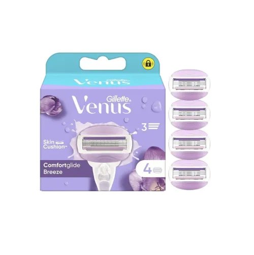 01 Pack 4 Recharges Gillette Pour Rasoir Femme, Venus, Au Choix,  Satin Care / Comfortglide Spa Breeze ou Comfortglide Breeze, Produit d'Origine