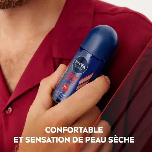 Nivea Men Déodorant Roll On Pour Homme, Protection 72h, Anti Transpirant Dry Impact, 50 ml, Produit d'Origine