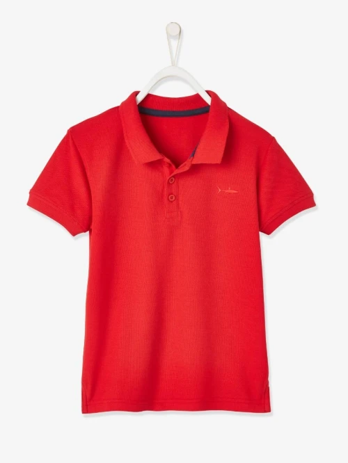 Vertbaudet Polo Manches Courtes Garçon, Broderie Poitrine, Rouge, Produit Original