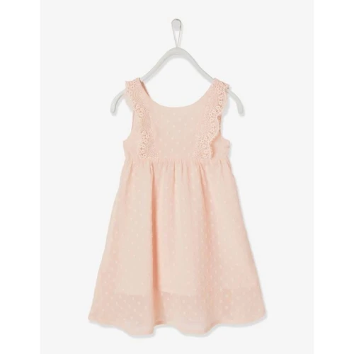 Vertbaudet Robe de Cérémonie Fille - En Plumetis - Rose