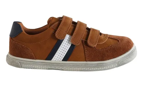 Vertbaudet Baskets Cuir Garçon, Tennis Sneakers Scratchées,  Marron, Produit Original