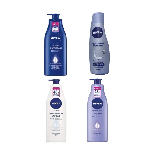 01 Lait Crème Pour Le Corps NIVEA Au Choix ,  Nourrissant / Douceur Peau Sèche / Hydratation Express /  Douceur Peau Très Sèche, 250 ml, Produit d'Origine