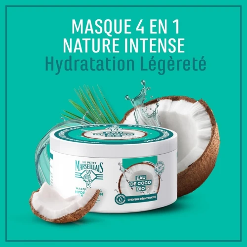 01 Masque Pour Cheveux Au Choix 4 en 1 Le Petit Marseillais  / Miel de Provence / Eau de Coco / Huile d'Argan, 300 ml, Produit d'Origine