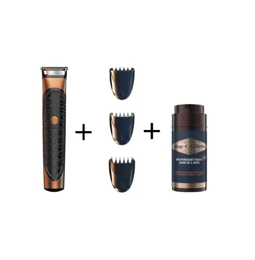 Coffret Barbe Kit King . C . Gillette  Tondeuse à Barbe  3 sabots & Soin Hydratant, Produit d'Origine